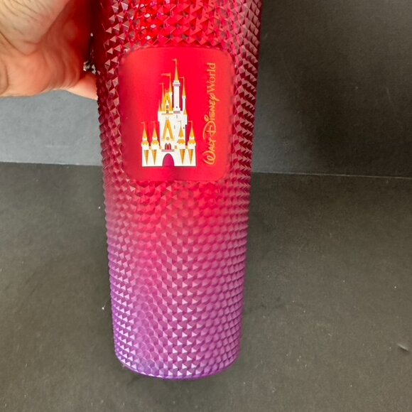 Starbucks Walt Disney World Parks Geometric Castle Tumbler With Straw Red Pink - Picture 3 of 6